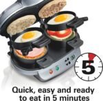 Hamilton Beach Dual Breakfast Sandwich Maker with Egg Cooker Rings & Timer - Image 3