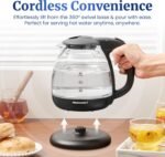 Elite Gourmet EKT1001 1.0L Glass Kettle, 1100W, Cordless Base, Black - Image 3