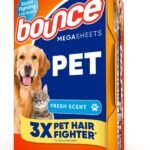 Bounce Pet Hair and Lint Guard Mega Dryer Sheets with 3X Pet Hair Fighters, Fresh Scent, 130 Count