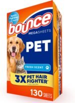 Bounce Pet Hair and Lint Guard Mega Dryer Sheets with 3X Pet Hair Fighters, Fresh Scent, 130 Count