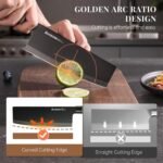 Astercook Knife Set, 6-Piece Kitchen Knife Set with Block, High Carbon Stainless Steel Ultra Sharp Kitchen Knives, Wood Grain Handle, Dishwasher Safe Knife Block Set, Black, Kitchen Utility Knives - Image 4