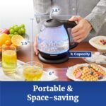 Elite Gourmet EKT1001 1.0L Glass Kettle, 1100W, Cordless Base, Black - Image 4