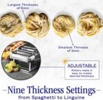 Nuvantee Pasta Maker with Adjustable Thickness Settings - 3 in 1 Noodle Maker with Rollers & 2 Width Cutters for Fresh Spaghetti, Fettuccini, Lasagna, Dumplings & More - Image 3
