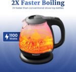 Elite Gourmet EKT1001 1.0L Glass Kettle, 1100W, Cordless Base, Black - Image 2