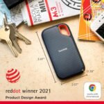 Sandisk 2TB Extreme Portable SSD, Up to 1050MB/s, USB-C, USB 3.2 Gen 2, IP65 Water and Dust Resistance, Updated Firmware, External Solid State Drive, SDSSDE61-2T00-G25 - Image 2