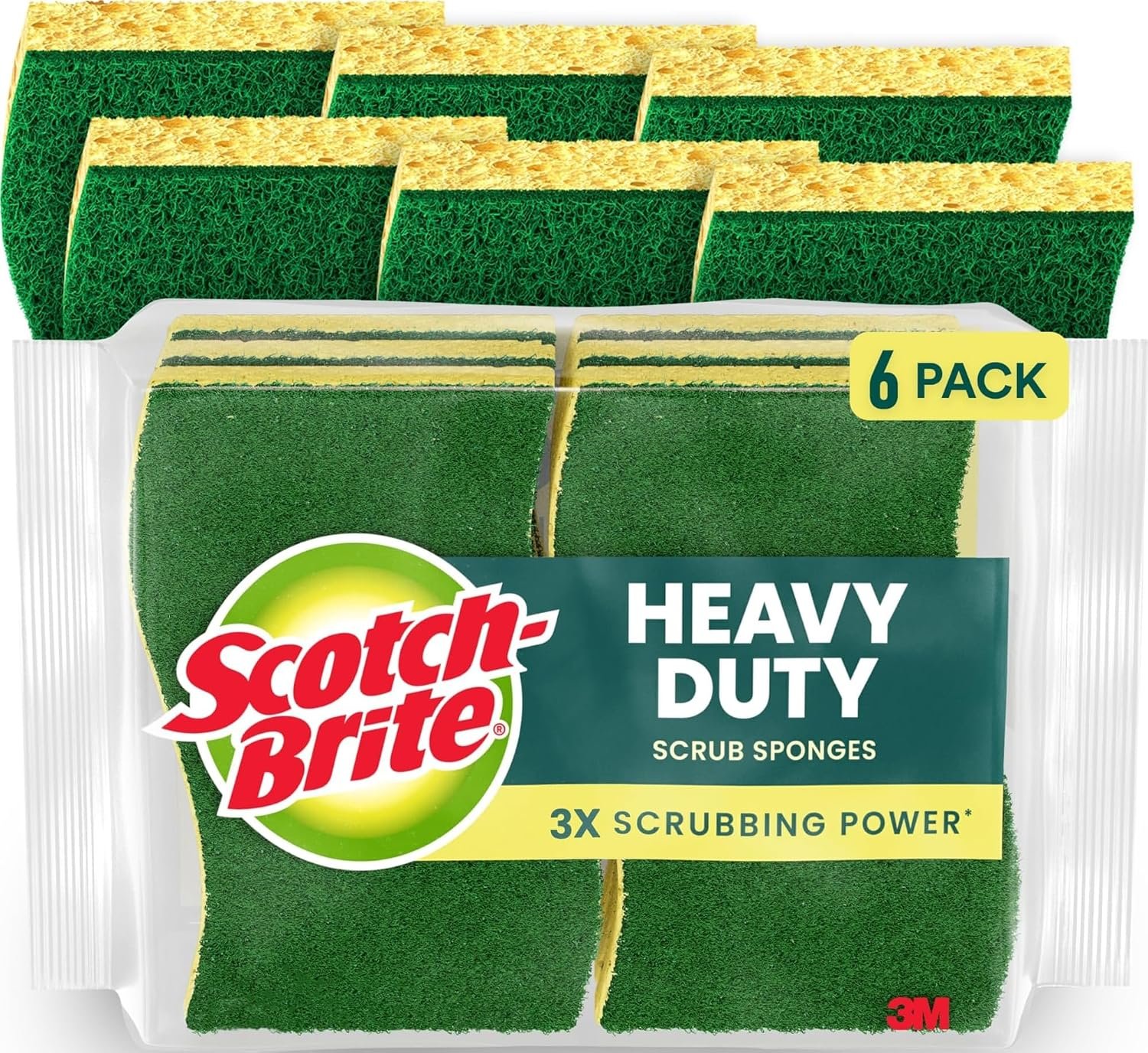 91aJQzynfL._AC_SL1500_ Scotch-Brite Heavy Duty Scrub Sponge, 6 Pack - Image 1