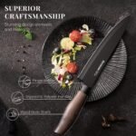Astercook Knife Set, 6-Piece Kitchen Knife Set with Block, High Carbon Stainless Steel Ultra Sharp Kitchen Knives, Wood Grain Handle, Dishwasher Safe Knife Block Set, Black, Kitchen Utility Knives - Image 5