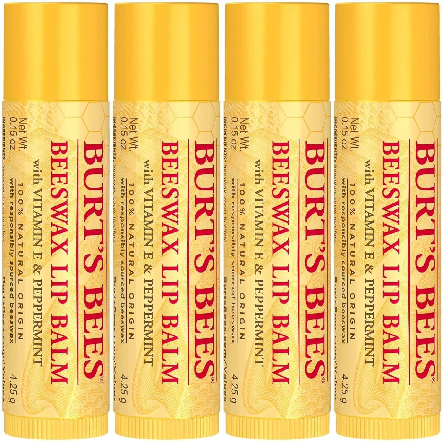 91us9dUgRQL._SL1500_ Burt's Bees 100% Natural Moisturizing Lip Balm (Original Beeswax) - Image 1