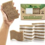 AIRNEX Natural Kitchen Sponges (12 Pack) - Plant-Based Cellulose & Coconut Scrubber Dish Sponges for Kitchen - Eco-Friendly, Non Scratch, Compostable, Non Toxic S-Shaped Natural Sponges for Dishes