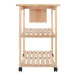 Utility Cart with Cutting Board Wood/Natural - Winsome: Farmhouse Style, Hardwood Frame, 2 Shelves - Image 4