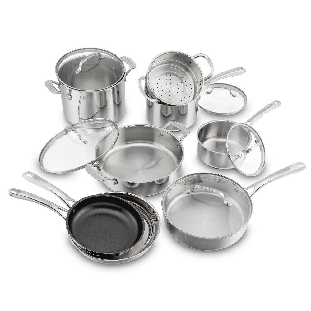 GUEST_106e06ff-aa42-4e8d-a4a3-f15064ab6e4c Cuisinart 13pc Classic Stainless Steel Cookware Set: Induction Compatible, Dishwasher Safe, Lifetime Warranty - Image 1