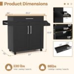 Costway Rolling Kitchen Island Cart Storage Cabinet w/ Towel & Spice Rack WhiteBlackCherryGray - Image 4