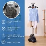 SALAV Commercial-Grade Smart Automatic Shut-off 1800W Standing Garment Steamer Navy - Image 3