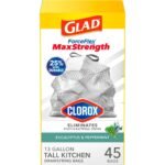 Glad ForceFlex MaxStrength Tall Kitchen Drawstring Trash Bags - Eucalyptus Mint - 13gal/45ct