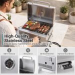 Costway 20,000 BTU Portable Gas Grill with Lid & Handle Top Thermometer Extra Flame Rod - Image 4