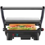 Chefman 3-in-1 Panini Press & Grill, 2-Slice Non-Stick, Opens Flat - Stainless Steel