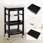 Costway Compact Kitchen Island Cart Rolling Service Trolley with Stainless Steel Top Basket Black/Grey/White - Image 3