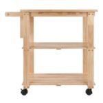 Utility Cart with Cutting Board Wood/Natural - Winsome: Farmhouse Style, Hardwood Frame, 2 Shelves - Image 2