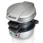 Hamilton Beach Breakfast Sandwich Maker 25475: Nonstick Griddle, Dishwasher-Safe Parts, 600W, Metal, Gray