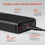 GRIFFIN 20,000mAh Power Bank with PD, Portable Charger Power Bank with 20W USB-C PD & 18W USB-A Output with Battery Indicator Light - Image 3