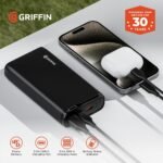 GRIFFIN 20,000mAh Power Bank with PD, Portable Charger Power Bank with 20W USB-C PD & 18W USB-A Output with Battery Indicator Light - Image 5