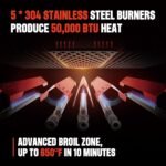 Monument Grills 4+1 Burner Natural Gas Grill with Broil Zone, 50000BTU Stainless Steel Outdoor Grill with Natural Gas Conversion Kit M415BZNG - Image 4