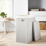 Collapsible Hamper Gray - Brightroom™: Light Gray Laundry Basket with Lid, 5700 Volume, 2 Handles, 26" Height - Image 2