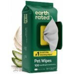 Earth Rated Thick Hypoallergenic Unscented Dog Grooming Wipes - 100ct