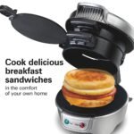 Hamilton Beach Breakfast Sandwich Maker 25475: Nonstick Griddle, Dishwasher-Safe Parts, 600W, Metal, Gray - Image 3
