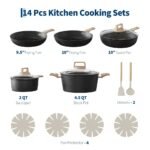 Nonstick Ceramic Cookware Set for Induction - Pots & Pans Set with Frying Pans, Saucepans, Stockpot, Steamer & Utensils - Image 2