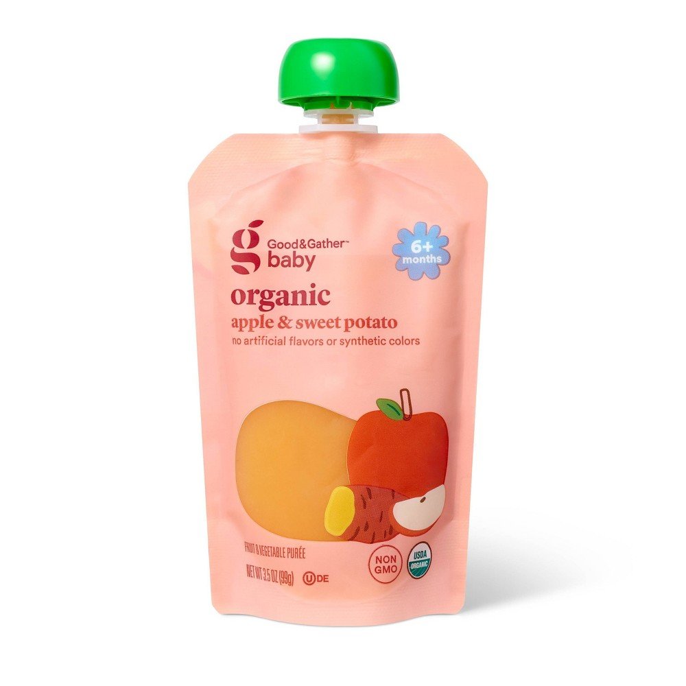 GUEST_53ddd266-0614-42b1-b31a-fbab6a2e1490 Organic Apple Sweet Potato Baby Food Pouch - 3.5oz - Good & Gather™ - Image 1