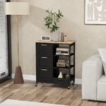 Costway Rolling Kitchen Island Utility Storage Cart w/ 3 Storage Drawers & Shelves White/Black/Grey - Image 4