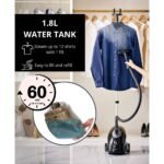 SALAV Smart Automatic Shut-Off Performance Garment Steamer with Wheels and Descaler Maintenance Packet Black - Image 3
