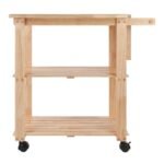 Utility Cart with Cutting Board Wood/Natural - Winsome: Farmhouse Style, Hardwood Frame, 2 Shelves - Image 5