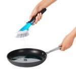 OXO Soap Dispensing Dish Brush Storage Set: Nylon Scrub Brush for Multi-Surface Cleaning, Black - Image 2