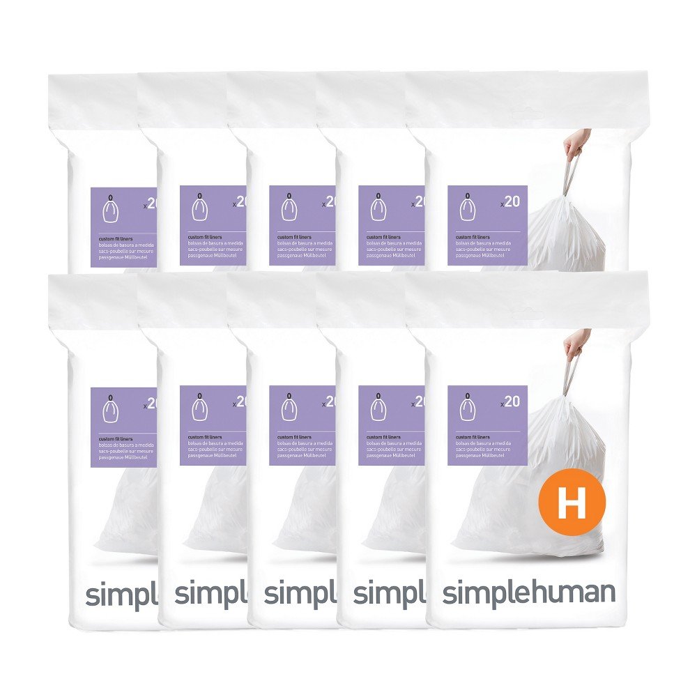 GUEST_6993931f-9006-406c-a1a4-1e46f8dc7c9d simplehuman Code H 200 Count, Genuine Custom Fit Liners, Drawstring Trash Bags in Dispenser Packs, 30-35 Liter / 8-9 Gallon, White - Image 1