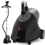 SALAV Smart Automatic Shut-Off Performance Garment Steamer with Wheels and Descaler Maintenance Packet Black
