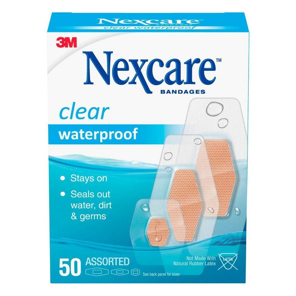 GUEST_833c3d79-8d04-45d4-ba8f-a87f93581f2b Nexcare Waterproof Bandages, Clear, Assorted, 50 ct - Image 1