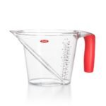 OXO 4 Cup Angled Measuring Cup: Large Liquid Plastic, Dishwasher-Safe, Clear, Lifetime Warranty