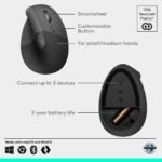 Logitech Lift Bluetooth Mouse - Black: Ergonomic Wireless Computer Accessory - Image 6