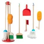 Melissa & Doug Dust! Sweep! Mop! 6pc Wooden Pretend Play Preschool Cleaning Set