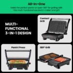 Chefman 3-in-1 Panini Press & Grill, 2-Slice Non-Stick, Opens Flat - Stainless Steel - Image 3