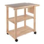 Utility Cart with Cutting Board Wood/Natural - Winsome: Farmhouse Style, Hardwood Frame, 2 Shelves - Image 6