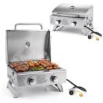 Costway 20,000 BTU Portable Gas Grill with Lid & Handle Top Thermometer Extra Flame Rod