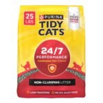 Purina Tidy Cats 24/7 Performance Non-Clumping Cat & Kitty Litter with Deodorizers & Low Tracking for Multiple Cats - 25lbs