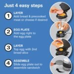 Hamilton Beach Breakfast Sandwich Maker 25475: Nonstick Griddle, Dishwasher-Safe Parts, 600W, Metal, Gray - Image 5
