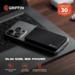 GRIFFIN 5,000mAh Ultra Slim Wireless Charging Power Bank, Fast 15W Wireless & 20W USB-C PD Output for On-the-Go Power - Image 5