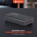 GRIFFIN 20,000mAh Power Bank with PD, Portable Charger Power Bank with 20W USB-C PD & 18W USB-A Output with Battery Indicator Light - Image 6