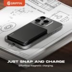 GRIFFIN 5,000mAh Ultra Slim Wireless Charging Power Bank, Fast 15W Wireless & 20W USB-C PD Output for On-the-Go Power - Image 6