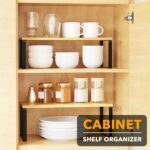 2-Pack Kitchen Cabinet Shelf Racks, Expandable Spice Rack for Pantry & Cupboard Storage, Black & Natural - Image 2